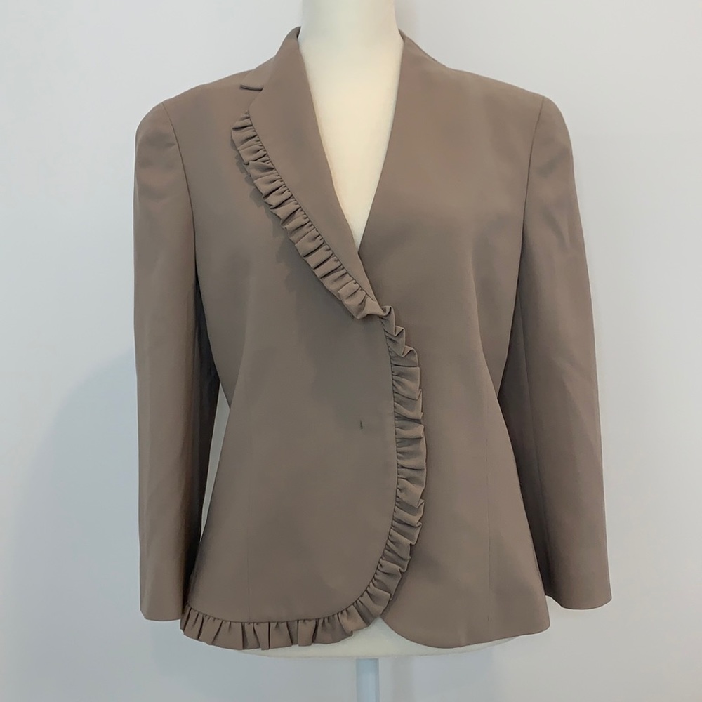 Marlowe Ruffle Detail Asymmetrical Blazer Jacket